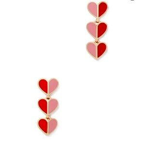 KATE SPADE Heritage Spade Pink/Red Enamel Linear Drop Earrings NWT w/Dust Bag